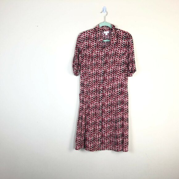 J. Jill 8 Shift Dress Geometric Short Sleeve Button Front Womens Casual - Picture 3 of 8